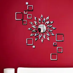 Bikri Kendra Ind - Sun with Square (Silver) 2Set Mirror Stickers for Wall, Acrylic Mirror, Mirror Wall Decor Sticker, Wall Mirror Stickers image 5