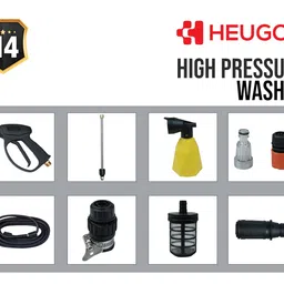 Heugor H4 High Pressure Car Washer 2000 Watts Thermal Cutoff Induction Motor 150 Bars 8 L/Min Flow Rate | 8 Meters Steel Reinforced Rubber Hose, Portable Bike & Home Cleaning | 1 Year Warranty. image 4