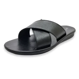 irnado Genuine Leather Men Cross Strap Padded Flip Flop Sandal Airmax Sole Anti Skid Outdoor Casual Summer Beach Comfortable Walking Close Strap Slipper Dailywear image 1