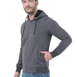 ben martin Cotton Blend Men's Cotton Polyester Regular Fit Standard Length Hooded Hoodie-(Dark Grey Medium) image 2