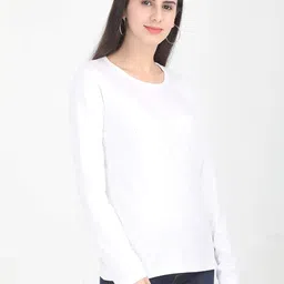 fleximaa Women's Cotton Plain Round Neck Full Sleeve T-Shirt image 5