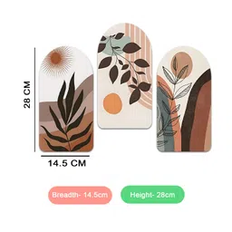 Kaameri Bazaar Abstract Plant Boho Botanical Art Print for Home Decor | Office | Gift | Wooden Wall Hanger| Living Room, Pack of 3 Pieces image 3