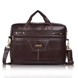 Veneer Men's 15.6 Inch Waterproof Synthetic Leather Computer Laptop Messenger Bag Briefcase Satchel Shoulder Bag (Brown, Large) image 1