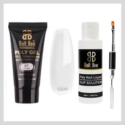 brille bee PolyGel Nail Extension Kit, 30g PolyGel with Spatula & Brush, 50ml Slip Solution for Professional Nail Extensions (Clear) image 1