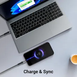 ZEBRONICS TT65S Type C - Type C Braided Cable, 65 Watts PD, Rapid Charging, Charge & Sync, 1 Meter, Compatible with iPhone 15 | Samsung | OnePlus | Xiaomi | Realme | Oppo (Black) image 5