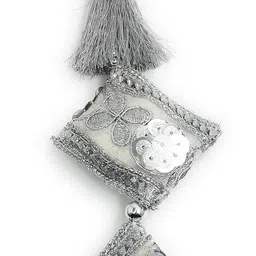 generic Metal Beautiful Handmade Ethnic Tassels Hanging Latkan For Blouse Lehenga Dress (Size Medium - Silver 2 Pc) image 5