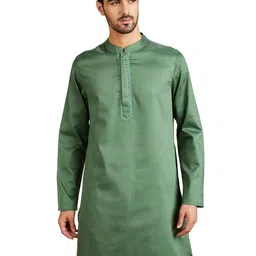 amazon brand - symbol Men's Cotton Solid Festive Embellished Long Kurta (Regular Fit) image 1