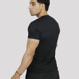 coitonic Men Solid Round Neck Polyester Blend Regular Fit Gym T-Shirt image 3
