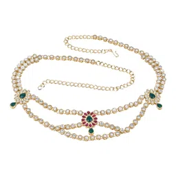 i jewels Gold Plated Traditional Ethnic Kundan & Stone Adjustable Kamarband/Belly Chain/Kandora/Waist Belt For Women (B055QG) image 1