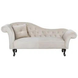 THE CRAFTED STORE - Chesterfield Chaise Lounge Couch Button Tufted Velvet Payer Lounge Sofa for Living Room, Office (Beige) image 3