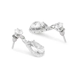 zaveri pearls Silver Tone Dazzling Austrian Diamonds Embellished Contemporary Necklace & Earring Set For Women-ZPFK18200 image 4