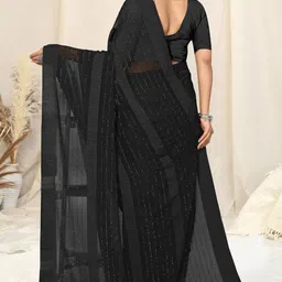 mirchi fashion Women's Georgette Solid Saree with Blouse Piece image 4