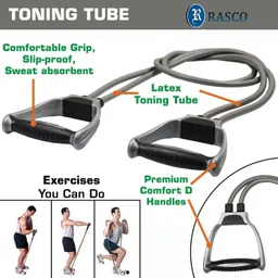 rasco Double Tonning Tube & Resistance Band for Men & Women with Heavy Quality Grip image 3