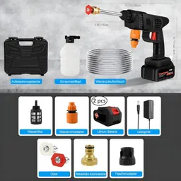 DY-ROS High Pressure Car Washer, 1200 Watts, 40 Bars, 4L/Min Flow Rate, 5 Meters Outlet Hose, 48V Two Rechargeable Battery Powered, 3 in 1 Nozzle for Car, Home, Floor Cleaning, Gardening image 5