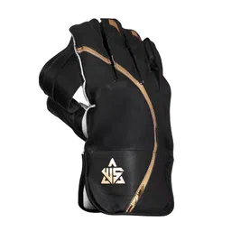 whitedot sports Whitedot Summer Leather Cricket Wicket Keeping Gloves Suitable for Professional Players (WKG Summer Black, Mens) image 2