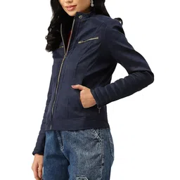 leather retail Women's Suede Faux Leather Jacket image 2