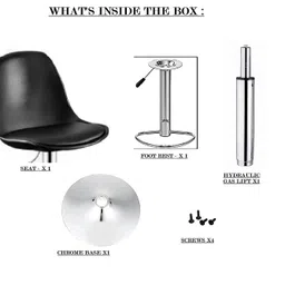 Aarpee Furnitures REVOLVING Black Height Adjustable BAR Stool/Kitchen Chair Suitable for Kitchen, Cafeteria, Dining, Office,Shops [ Black] Polyurethane, 35D x 35W x 40H Cm image 2