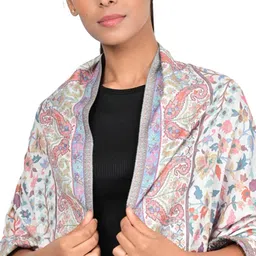 indowraps Women Kaani Woolen Shawl, Wrap, Warm and Soft Kaani Jaal with Border, Faux Pashmina, 40x80 in image 5