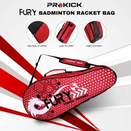 Prokick Fury Badminton Kitbag | Racket Bag | Dedicated Compartments | Unisex - Men, Boys, Girls, Women (Red/Black) image 2
