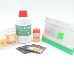 sumikrafts Screen Printing kit: Photo Emulsion Green 200gm+Sensitizer 10gm+Binder Paste 90gm+acrafix 50gm+2 decoating Powder 5gm sachets+ 7 inch Stopper-kit of 7 pcs image 1