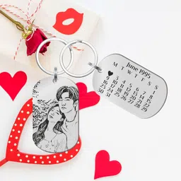 suhaavana Customised Photo Engraved Keychain For Loved ones | Best For Gift | Valentine's Day Gift, Birthday Gift | Silver image 5