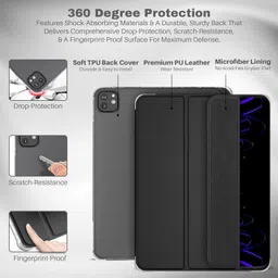 Case-Magic Case Cover for iPad Pro 12.9 inch Cover (2022/2021/2020, 6th/5th/4th Gen) Smart Folio Case with Pencil Holder,Auto Sleep/Wake| Transparent Back (Black) image 4