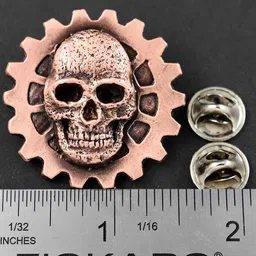 creative pewter designs Gear Skull Steampunk Copper Plated Lapel Pin, Brooch, Jewelry, GC34 image 2