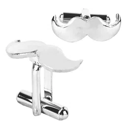 shining jewel - by shivansh Shining Jewel Designer Stylish 3 Pcs Accessories Moustache Silver Rhodium Plated Cufflinks + Tiepin Set For Men (Sj_7142) image 3