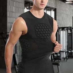 SECRET DESIRE Mens Padded Compression Shirt Compression Vest for Basketball Rugby Softball L image 5
