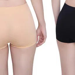 glamoras Women’s Nylon Spandex Seamless No Panty Lines No Show Boushorts Panty - Free Size, Pack of 2 image 3