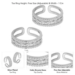 peora Gold Plated Rani Pink Green Cubic Zirconia Studded Fancy Toe Ring Adjustable Bichiya Stylish Fashion Jewellery image 4