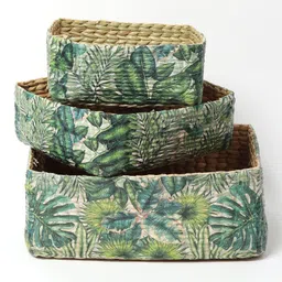 Habere India-All the Cultures Fabricating India Wicker Basket Cane or Bamboo Basket | Tray, Cane Gift Hamper Basket, Wardrobe Basket | Bathroom Organizer Basket | Organizing Baskets (Design 03) image 1