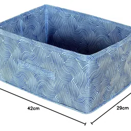 Kuber Industries Rectangular Storage Box/Closet Organizer Box With Handle|Metalic Lahriya Print & Foldable Non Woven Fabric (Blue)-Kubmart15994, Drawer Organizers image 3