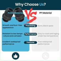 SDTC Tech 10 Pack 1/2" NPT Strain Relief Nylon Cord Grip, IP68 Waterproof Adjustable Cable Glands Black Nylon Locknut Joints for 6-12mm Cable Diameter image 5