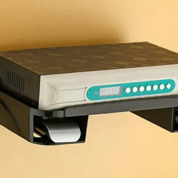 Set Top Box Stand Holder WiFi Router Stand with Remote Holder Wall Rack Shelf Plastic Home Living Room Storage Organizer (Black) image 3