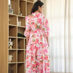 leriya fashion Women's Bohemian Dress for Women | Elegant V-Neck | Tiered Flowy | Long Dress | Lightweight Summer Wear | Casual Gown for Beach Dresses for Woman image 2