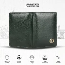 hammonds flycatcher Genuine Leather Card Holder Wallet for Man & Women, RFID Protected ATM/Credit Card Holder Wallet for Men with 4 Slots(Fits Upto 8 Cards), Gift for Men - Green image 4