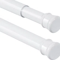 HomeCloud Shower Curtain Rod without Drilling "41inch to 70inch" Adjustable Iron Shower Rod, Expandable (No Tools Needed), Sturdy & Rust-Proof Curtain Rod, White | (White, Pack Of 1) image 1