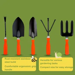 minarvo Garden Hand Toolkit Set of 8PCS(Trowel, Tranplanter,Fork, Seeder, Cultivator,Pruner, Gloves & Sprayer) Terrace Gardening Accessories | Tools Kit for Home Gardening image 3