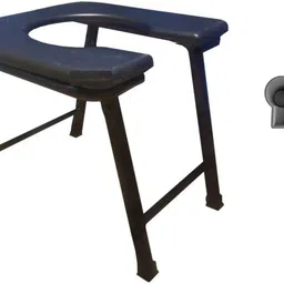 Mubba Foldable Toilet Seat Bathroom Stool Portable Bedside Commode Seat With Pot Black - Plastic, 50 Cm, 3 Cm image 1