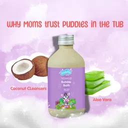 Puddles Kids Tear-Free Beach Party Bubble Bath & Bodywash (300 ml) | Aloe Vera & Coconut | For Kids Age 2+ | Soothes, Cleanses & Nourishes | Paraben & SLS free, 100% Vegan image 2