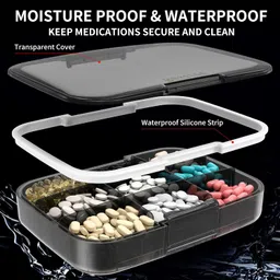 Restree Extra Large Pill Organizer, Portable Splittable Pill Case,Moisture-Proof Travel Pill Box for Vitamin,Fish Oil/Supplements(Black) image 4