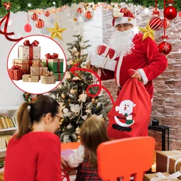 Ascension Santa Claus Sack Stocking Christmas Santa Bag Kids Christmas Gift Bags Backpack Santa Claus Gift Bag Santa Claus Potli Christmas Party Accessories (Pack of 1) image 5