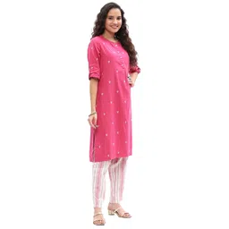 biba Women'S Cotton Kurta and Pant with Dupatta Set image 3