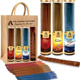 The Aroma Factory Rose,Saffron Sandal & Fresh Active Agarbatti for Pooja,Luxury Incense Sticks,100% Herbal Fragrance Agarbathi (Bottle Pack of 3x100g) image 1