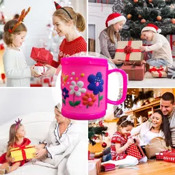 FunBlast Milk Mug for Kids – Embossed Mug for Kids, Milk Drinking Cup for Girls, Cartoon Mugs for Girls, Best Birthday Return Gifts for Kids - Capacity 350 ML - Plastic (Pink-Flower) image 4