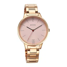 titan Quartz Analog Rose Gold Dial Stainless Steel Watch for Women-2648WM04 image 3