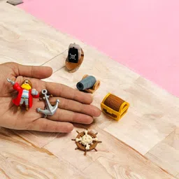 Moira Miniature Pirate Themed Decoration Set, 6 Pieces, Includes Ship Wheel, Treasure Chest, Anchor, Barrel and Figurine image 4