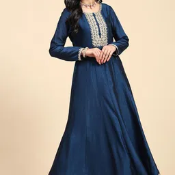 trendmalls Women's Vichitra Silk Anarkali Suit Set with Jacquard Dupatta for Women Kurta Set for Women image 5