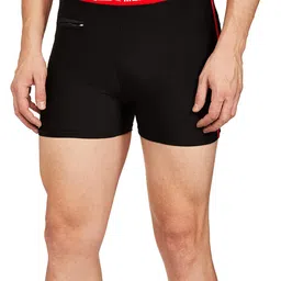 i-swim MENS COSTUME IS-5248 BLACK RED MANTONGNI SIZE FREE SIZE WITH GOGGLES SILICONE IS-1600 WITH POUCH SKY AND 100% SILICONE SWIMMING CAP PLAIN SKY image 1